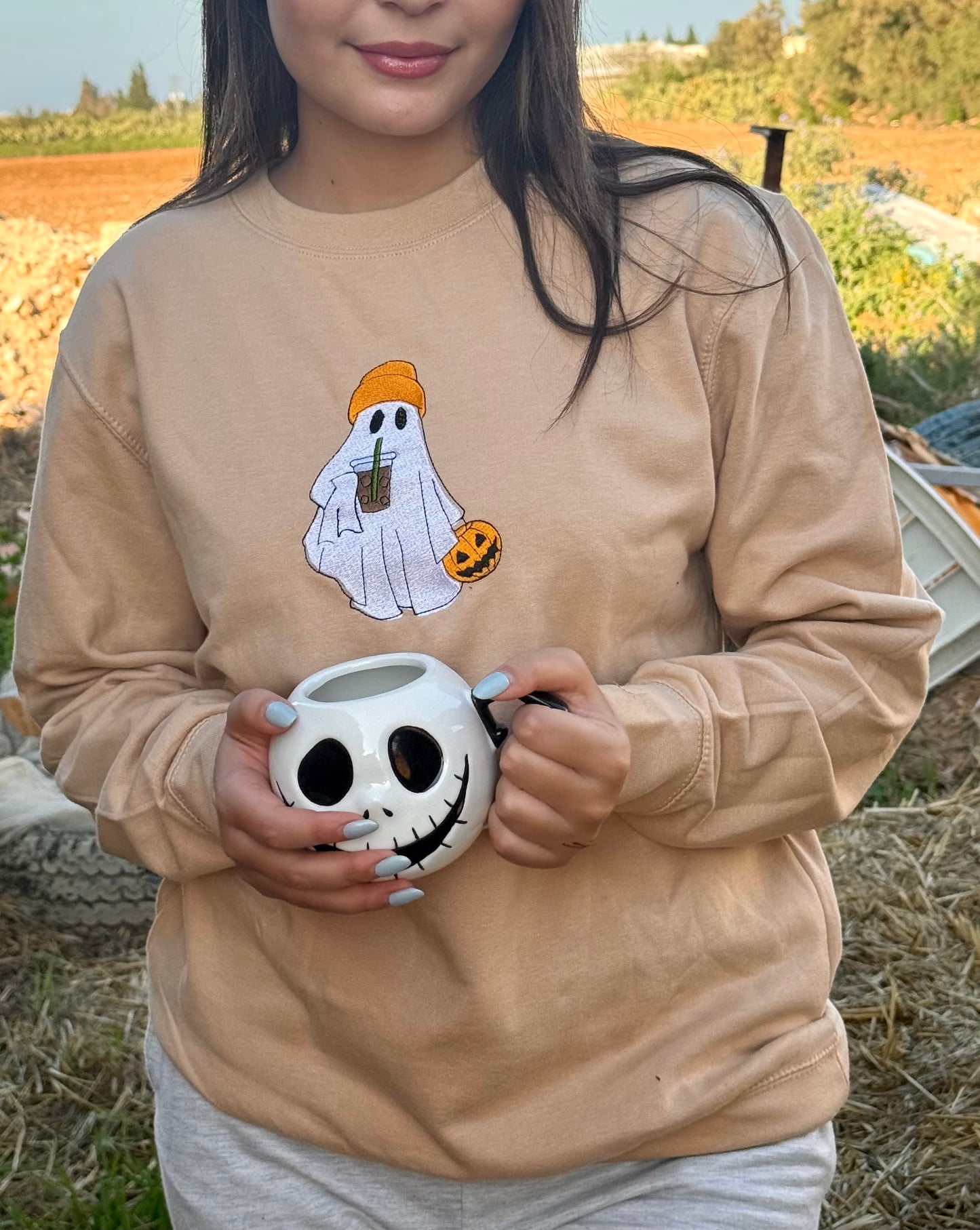 Ghost Halloween embroidered sweatshirt