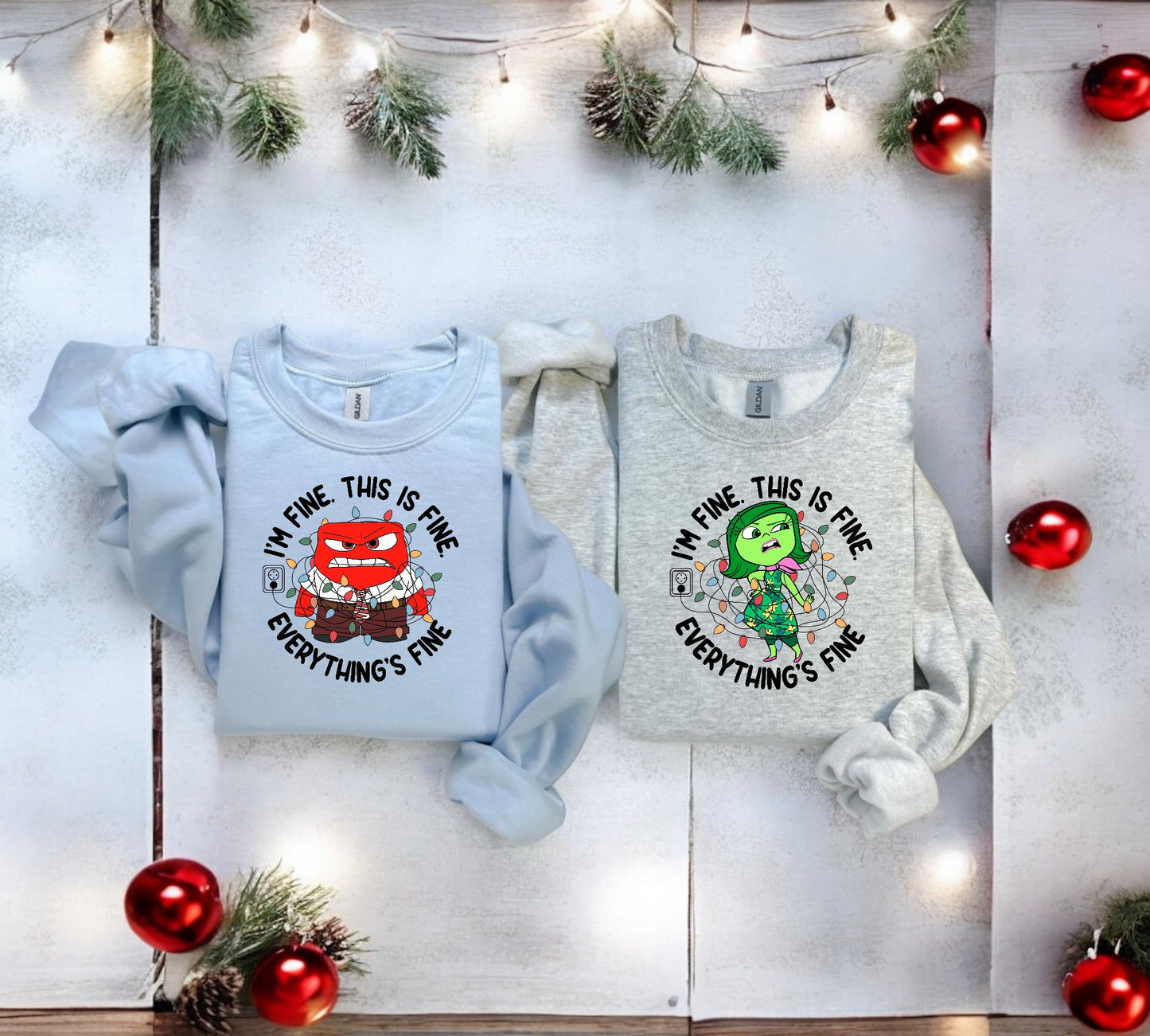 I’m fine this is fine everything’s fine Disgust Christmas sweatshirt