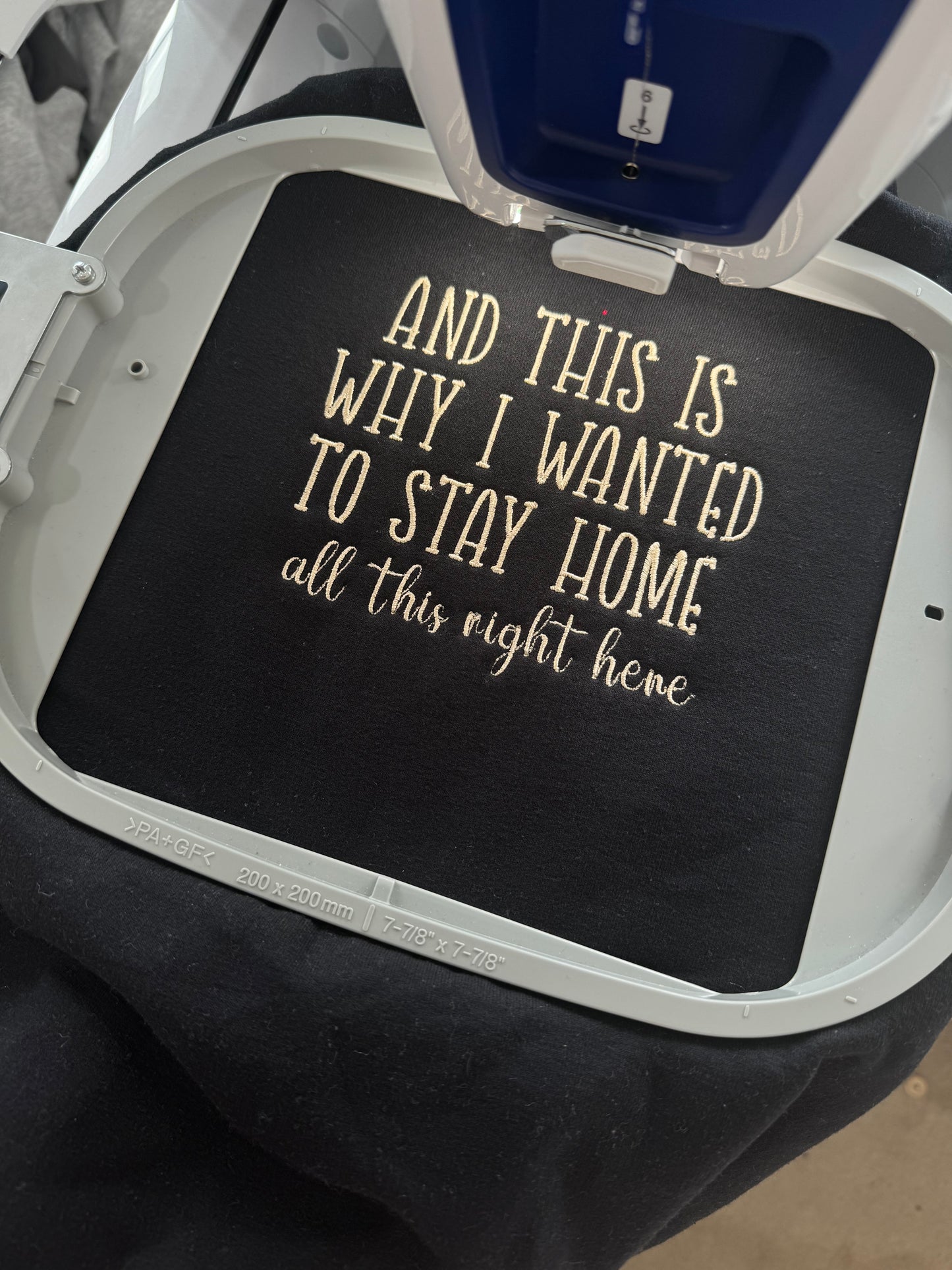 And this is why I wanted to stay home embroidered sweatshirt