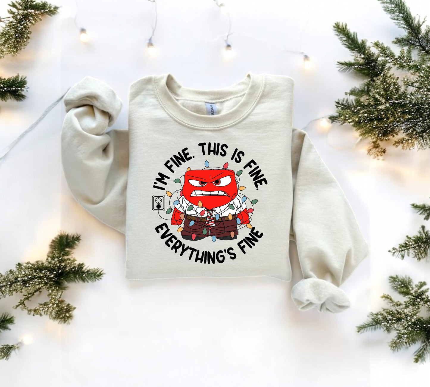 I’m fine this is fine everything’s fine Anger Christmas sweatshirt