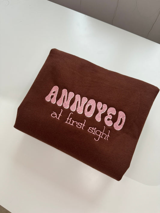 Annoyed at first sight embroidered sweatshirt