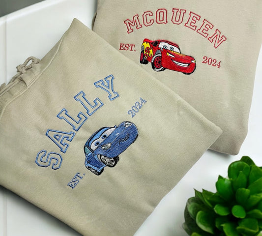 Cars Couple matching embroidered sweatshirt