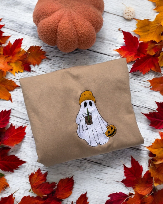 Ghost Halloween embroidered sweatshirt