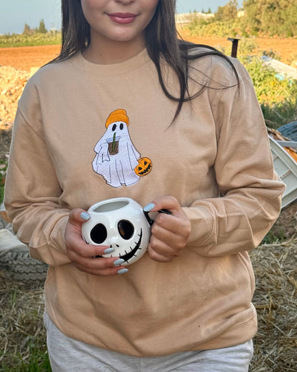 Ghost Halloween embroidered sweatshirt