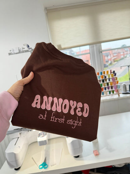 Annoyed at first sight embroidered sweatshirt