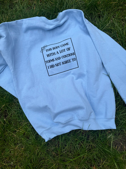 This body came with terms and conditions embroidered