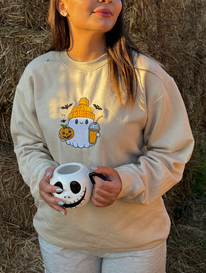 Ghost pumpkin spice latte embroidered sweatshirt