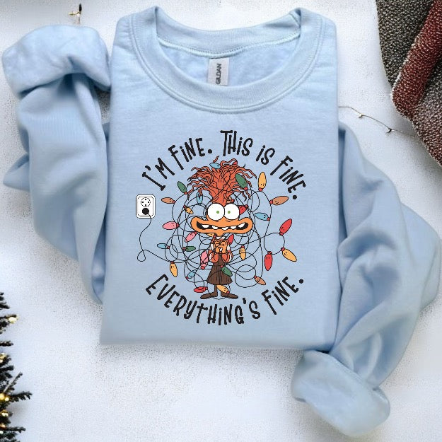 I’m fine this is fine everything’s fine Christmas sweatshirt