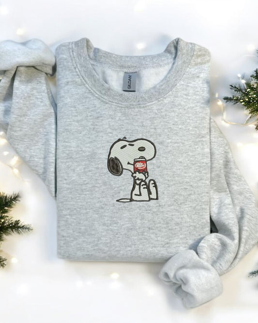 Dr Pepper and snoopy embroidered sweatshirt